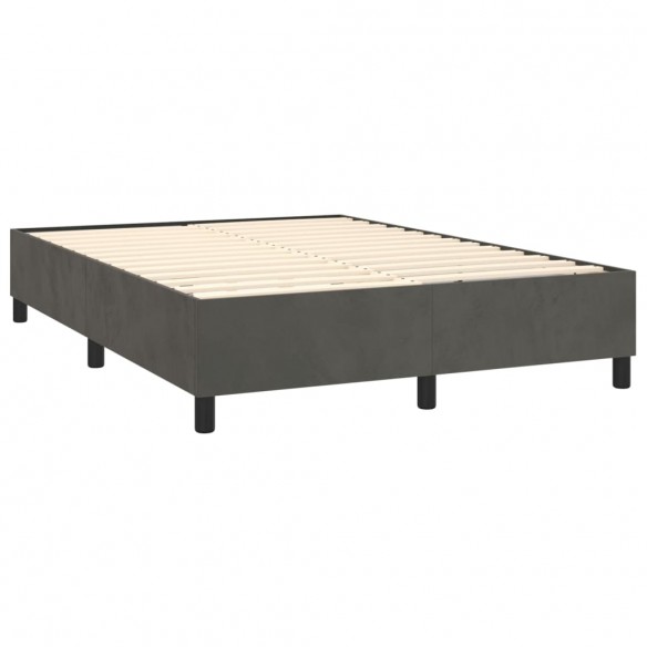 Cadre de lit avec matelas LED Gris foncé 140x190 cm