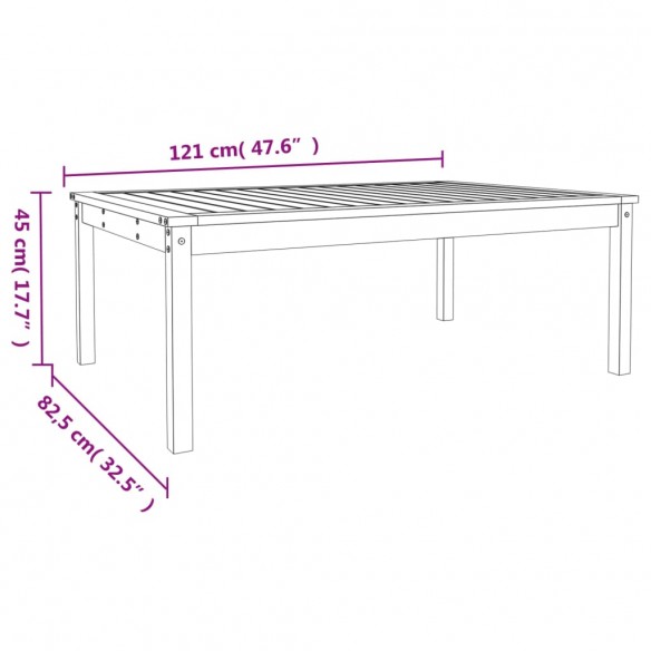 Table de jardin noir 121x82,5x45 cm bois massif de pin