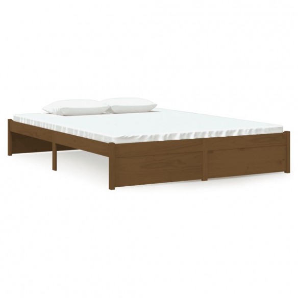 Cadre de lit Marron miel Bois massif 135x190 cm Double