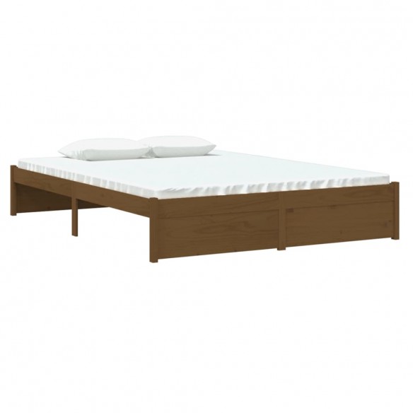 Cadre de lit Marron miel Bois massif 135x190 cm Double