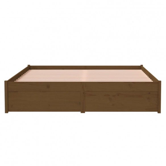 Cadre de lit Marron miel Bois massif 135x190 cm Double