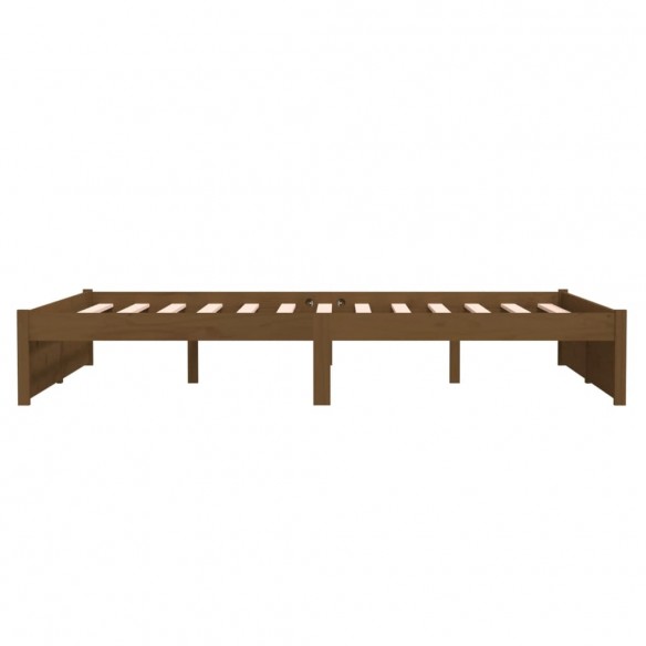 Cadre de lit Marron miel Bois massif 135x190 cm Double