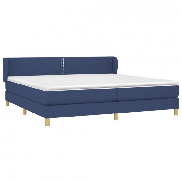 Cadre de lit avec matelas Bleu 200x200 cm Tissu