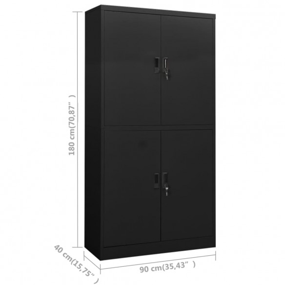 Armoire de bureau Anthracite 90x40x180 cm Acier