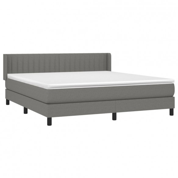 Cadre de lit avec matelas Gris foncé 180x200cm Tissu