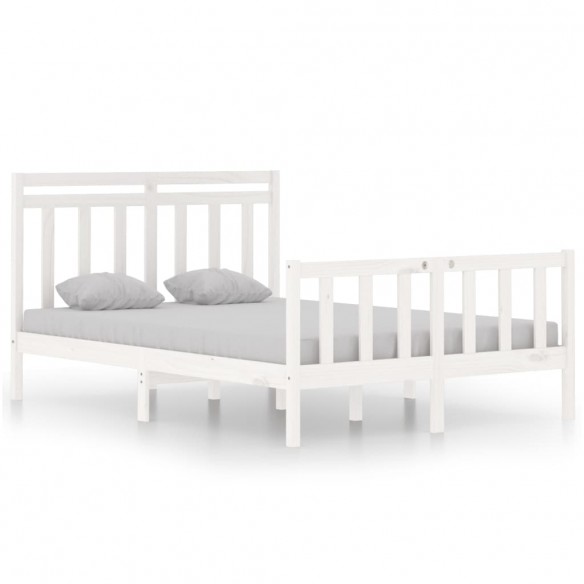 Cadre de lit Blanc Bois massif 140x190 cm