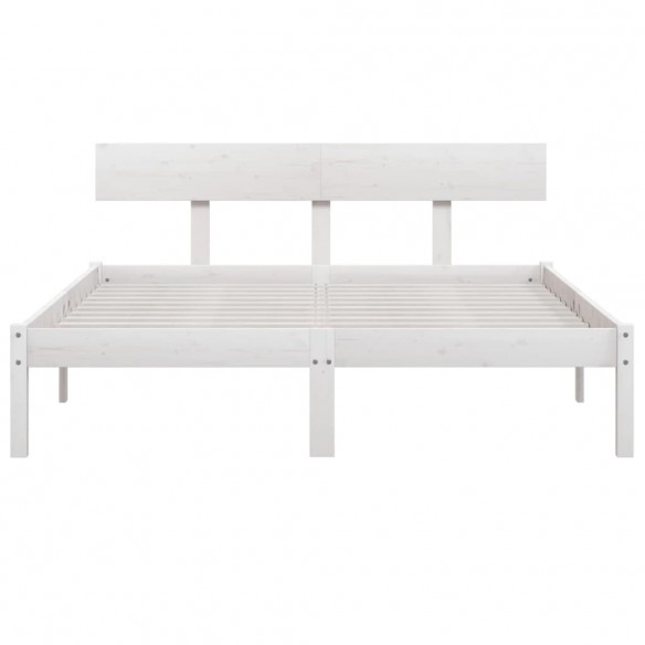 Cadre de lit Blanc Bois de pin massif 120x200 cm