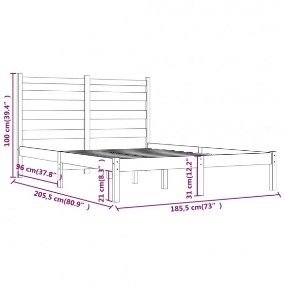 Cadre de lit Blanc Bois de pin massif 180x200 cm Super King