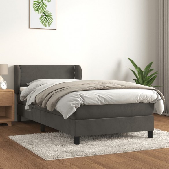 Cadre de lit et matelas Gris foncé 80x200 cm Velours