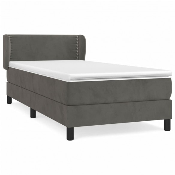 Cadre de lit et matelas Gris foncé 80x200 cm Velours