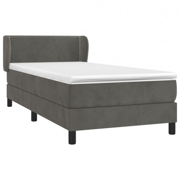 Cadre de lit et matelas Gris foncé 80x200 cm Velours