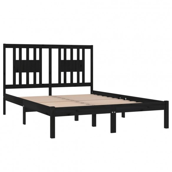 Cadre de lit Noir Bois massif 120x190 cm Petit Double