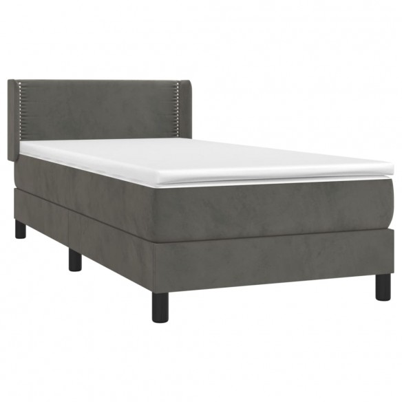 Cadre de lit et matelas Gris foncé 80x200 cm Velours