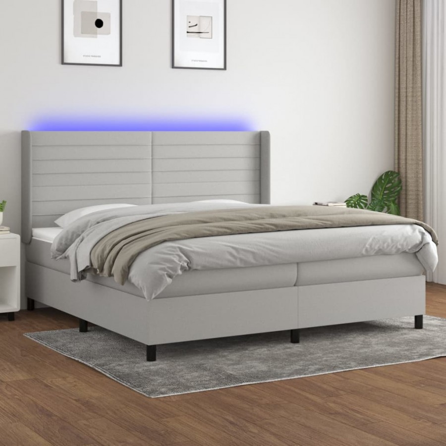 Cadre de lit matelas LED Gris clair 200x200 cm Tissu