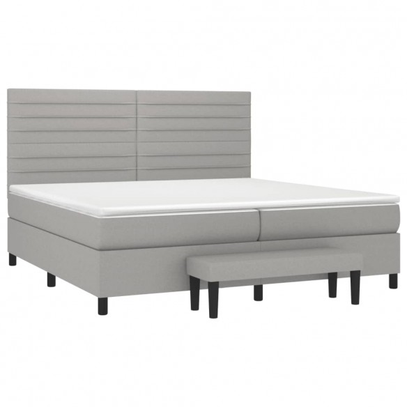 Cadre de lit avec matelas Gris clair 200x200cm Tissu