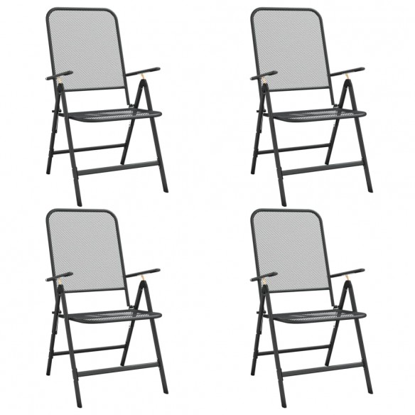 Chaises pliables de jardin 4 pcs Maille métallique Anthracite