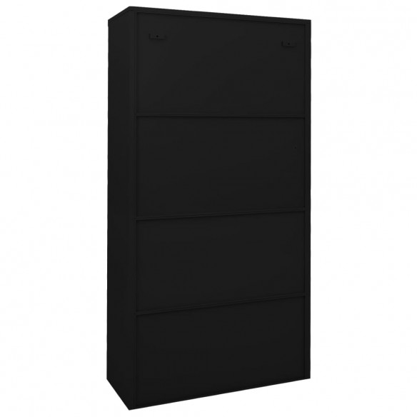 Armoire de bureau avec porte coulissante Noir 90x40x180cm Acier