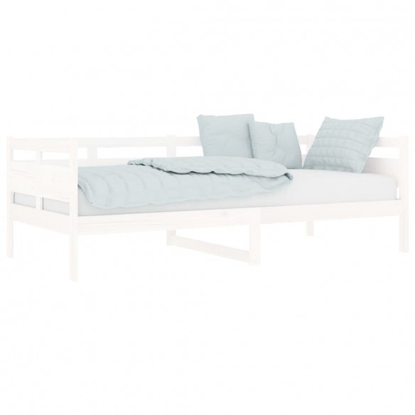 Lit de jour blanc bois de pin massif 90x200 cm