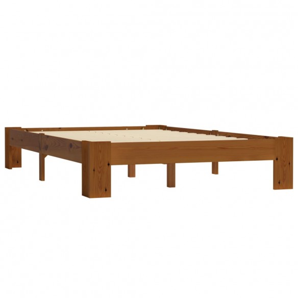 Cadre de lit Marron clair Bois de pin massif 120 x 200 cm