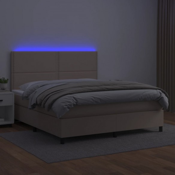 Cadre de lit avec matelas LED Cappuccino 140x200 cm