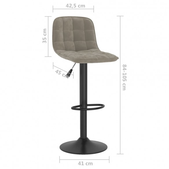 Tabourets de bar lot de 2 gris clair velours