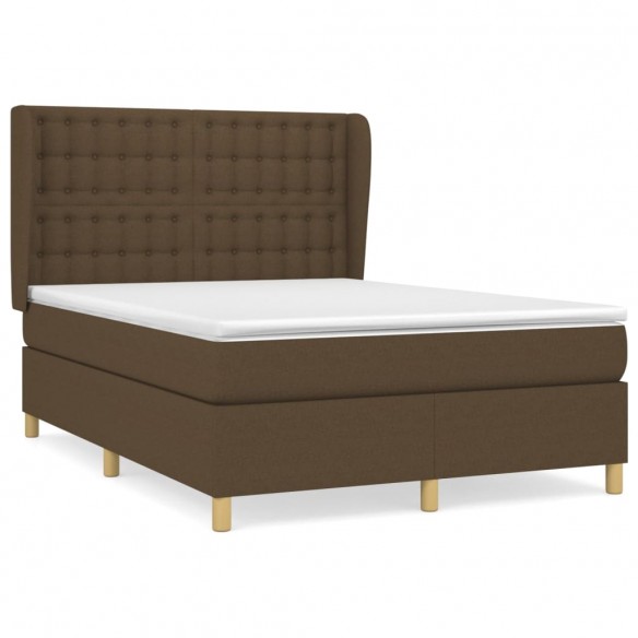 Cadre de lit avec matelas Marron foncé 140x190 cm