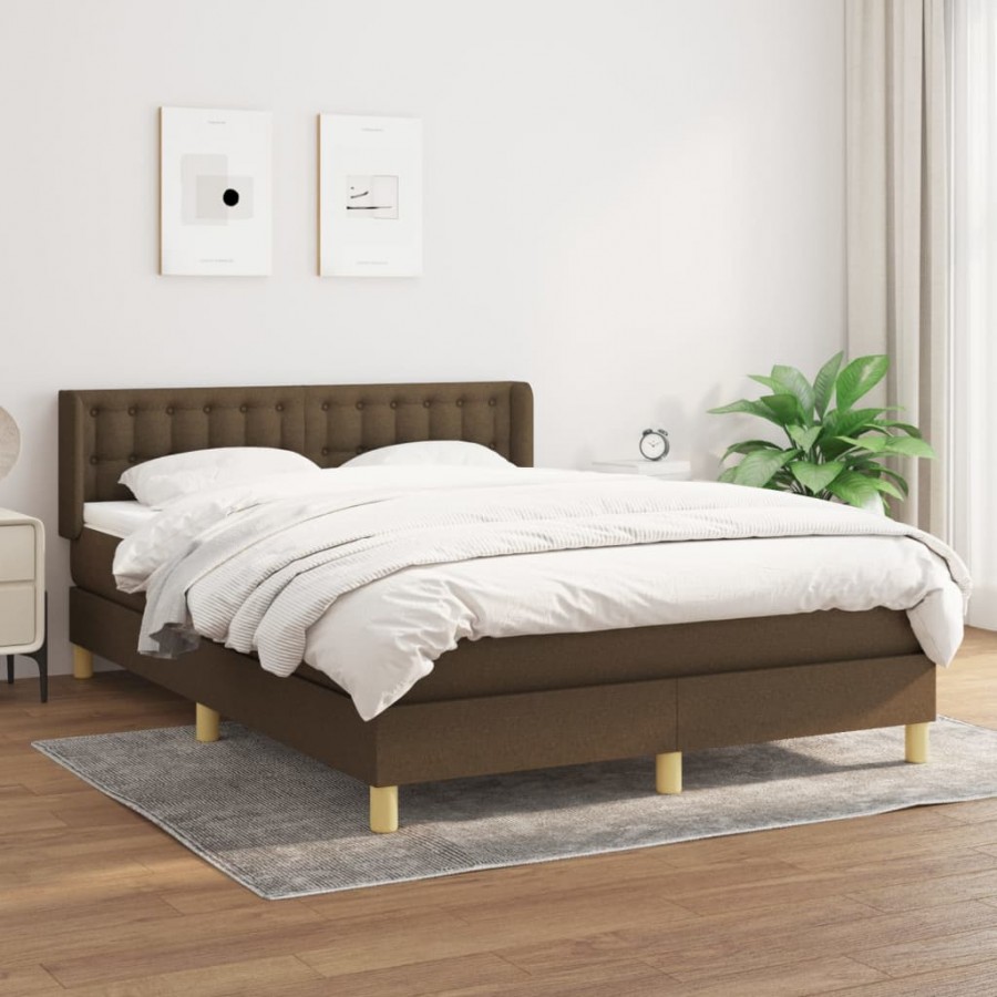 Cadre de lit avec matelas Marron foncé 140x200 cm