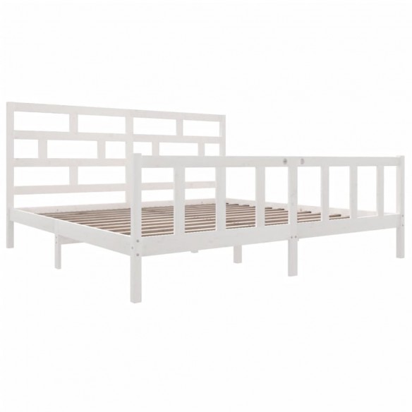 Cadre de lit Blanc Bois de pin massif 180x200 cm Super King