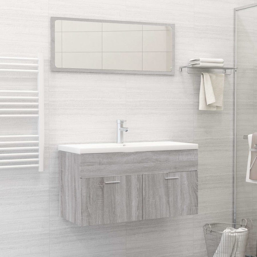 Ensemble de meubles de salle de bain 2 pcs Sonoma gris