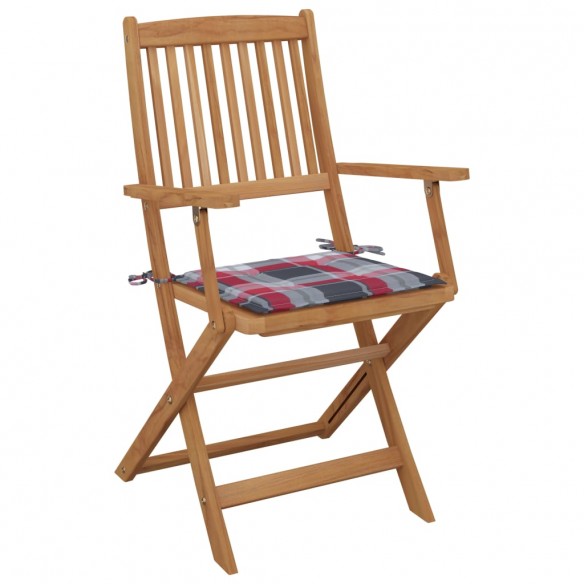 Chaises pliables de jardin 4 pcs avec coussins Bois d'acacia