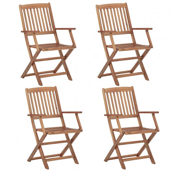 Chaises pliables de jardin 4 pcs avec coussins Bois d'acacia