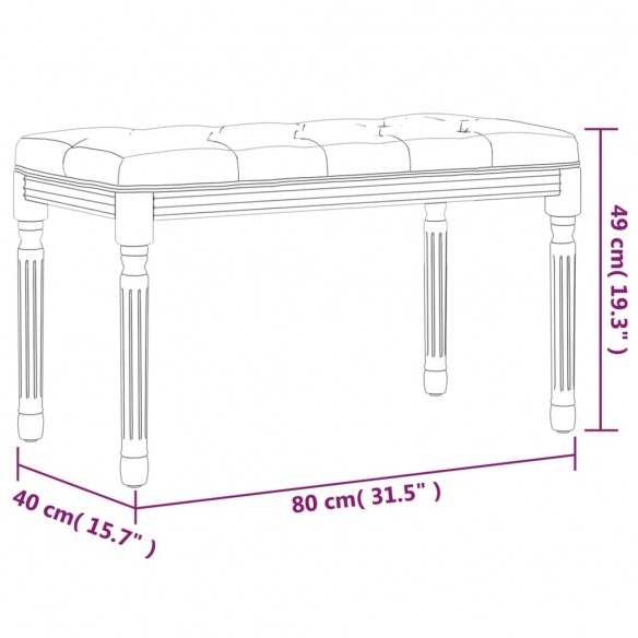 Banc Gris clair 80x40x49 cm Velours