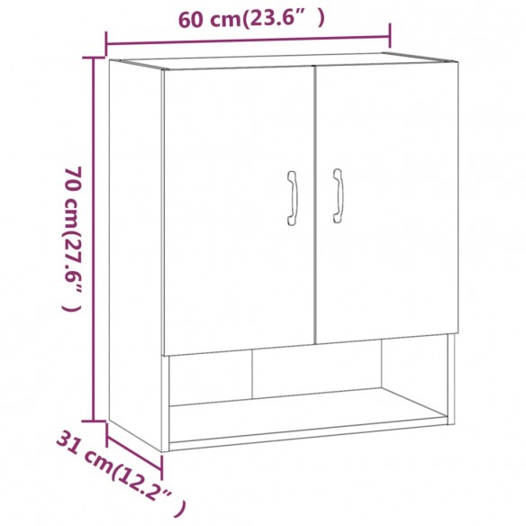 Armoire murale Blanc brillant 60x31x70 cm Bois d'ingénierie