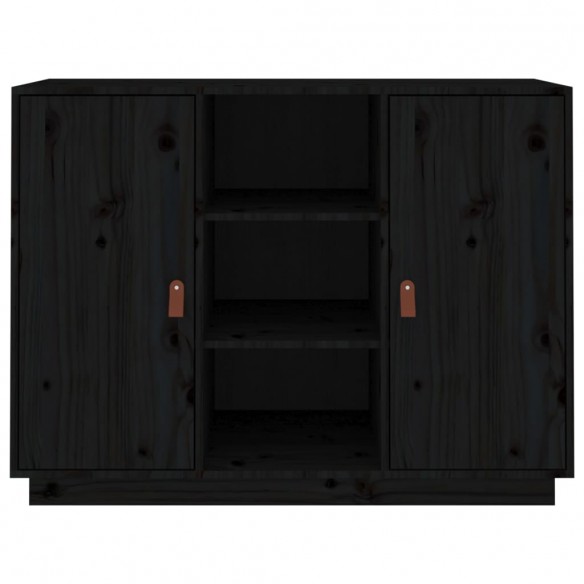 Buffet Noir 100x40x75 cm Bois massif de pin