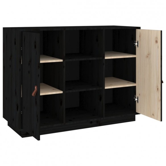 Buffet Noir 100x40x75 cm Bois massif de pin