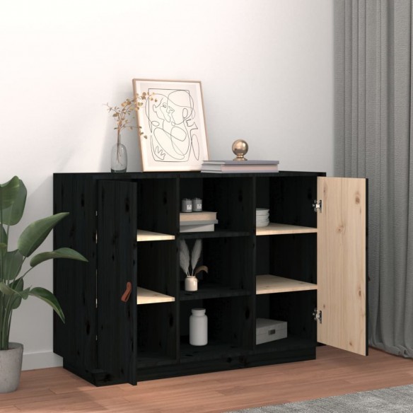 Buffet Noir 100x40x75 cm Bois massif de pin