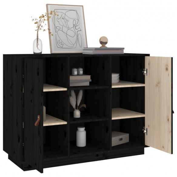 Buffet Noir 100x40x75 cm Bois massif de pin