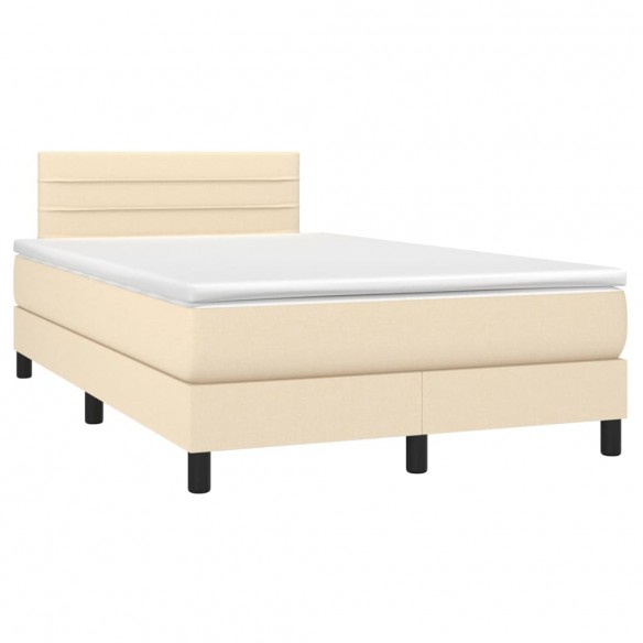 Cadre de lit avec matelas LED Crème 120x200 cm Tissu