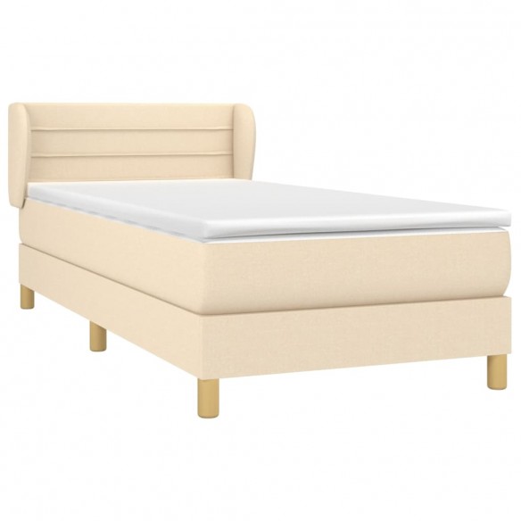 Cadre de lit avec matelas Crème 100x200 cm Tissu