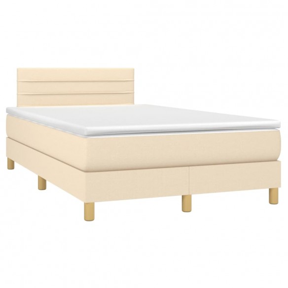 Cadre de lit avec matelas Crème 120x200 cm Tissu