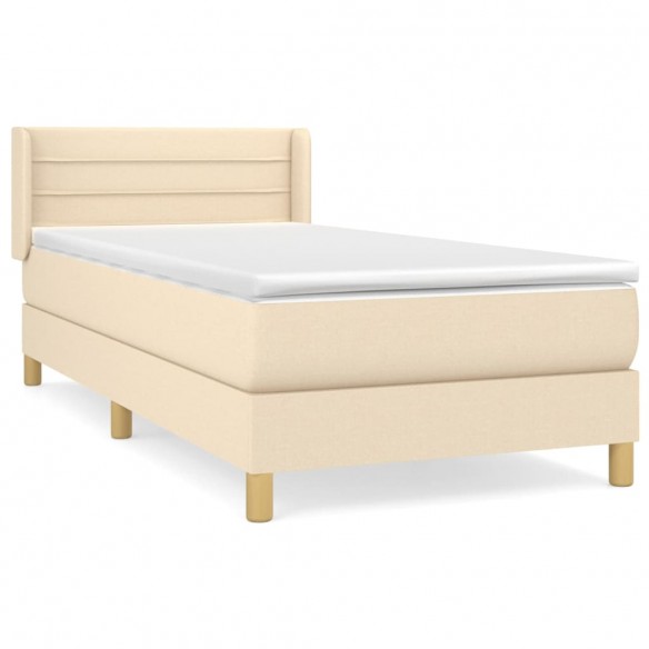 Cadre de lit avec matelas Crème 100x200 cm Tissu