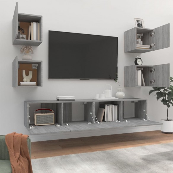 Ensemble de meubles TV 6 pcs Sonoma gris Bois d'ingénierie