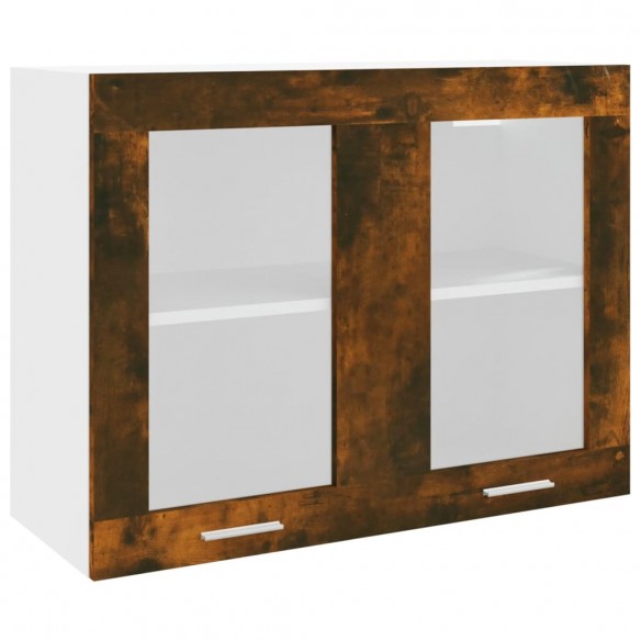 Armoire en verre suspendue Chêne fumé 80x31x60 cm