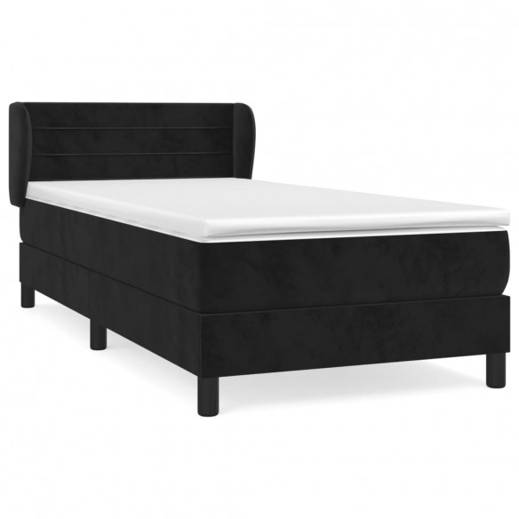 Cadre de lit avec matelas Noir 90x190 cm Velours