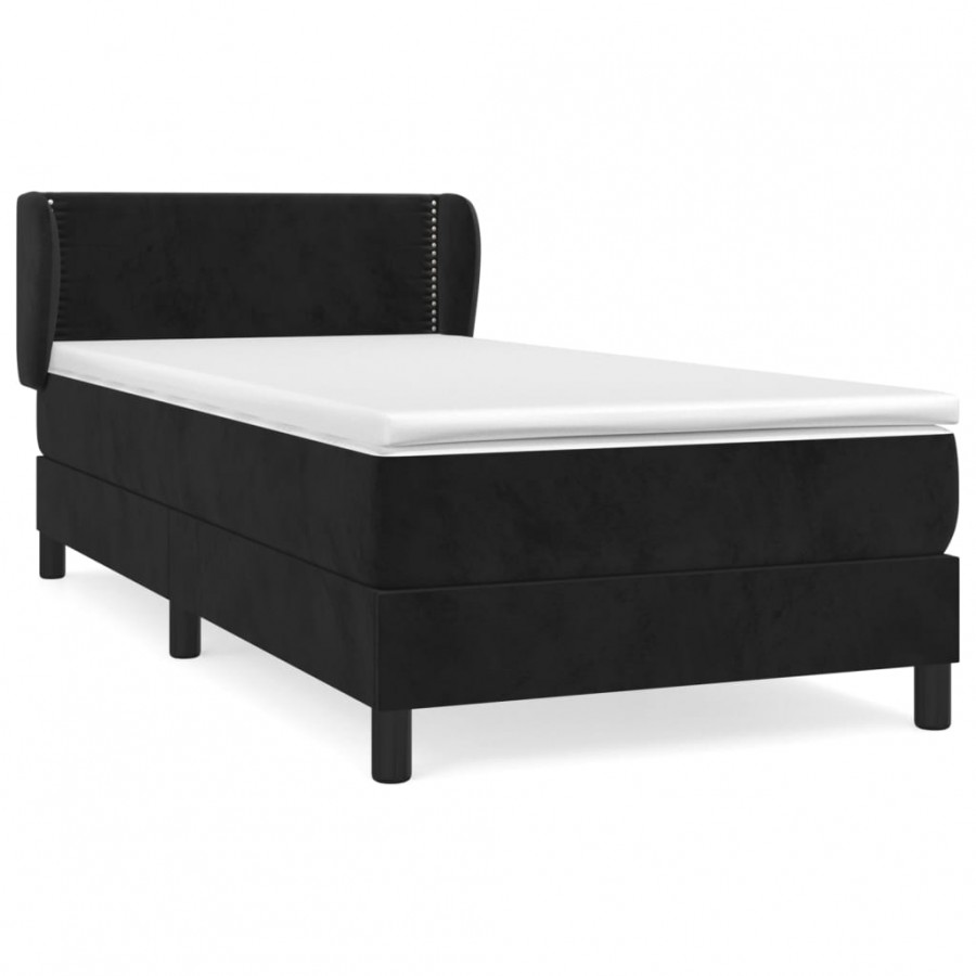 Cadre de lit avec matelas Noir 100x200 cm Velours