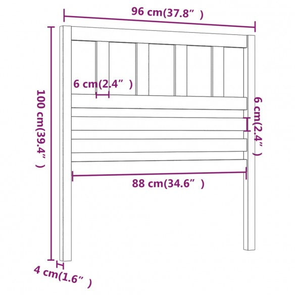 Tête de lit Blanc 96x4x100 cm Bois massif de pin