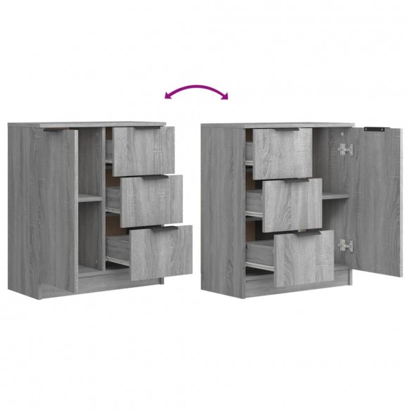 Buffets 2 pcs Sonoma gris 60x30x70 cm Bois d'ingénierie