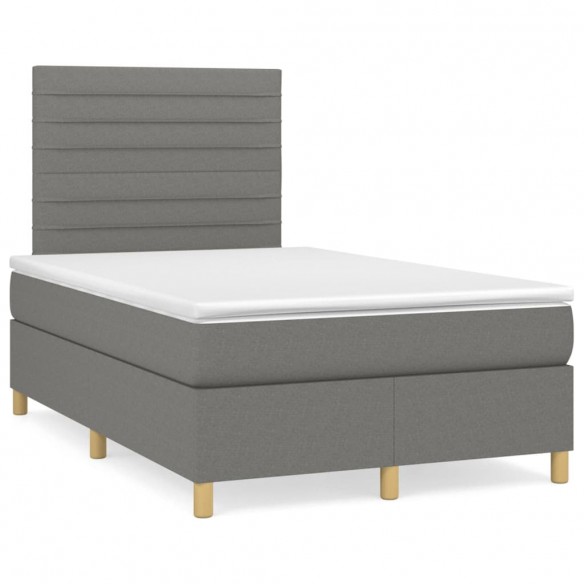 Cadre de lit avec matelas Gris foncé 120x200cm Tissu