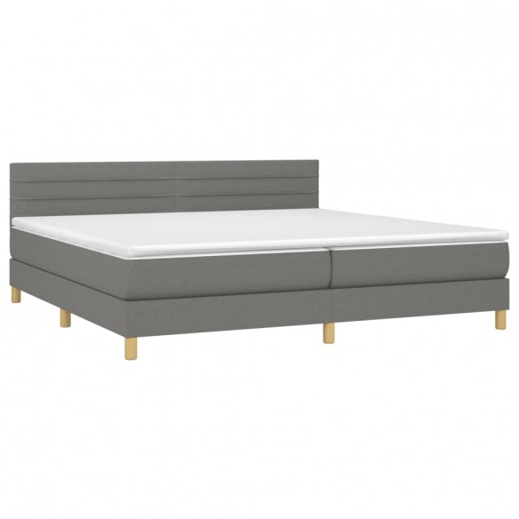 Cadre de lit avec matelas Gris foncé 200x200cm Tissu