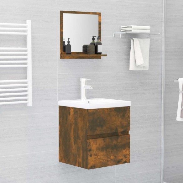 Miroir de bain Chêne fumé 40x10,5x37 cm Bois d'ingénierie